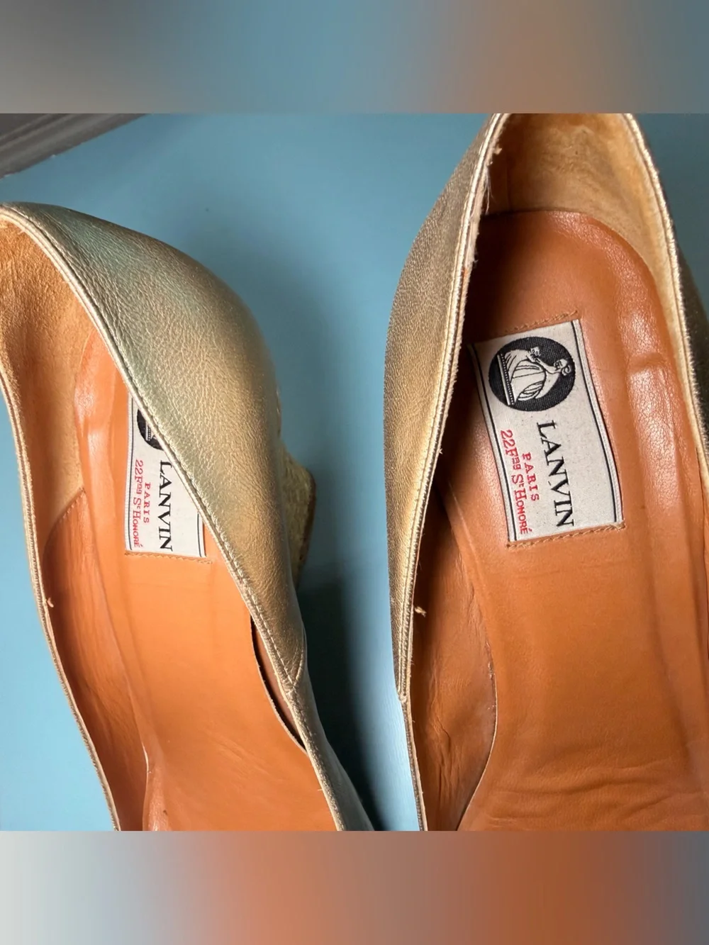 Lanvin Metallic Gold Wedge Espadrille Pumps